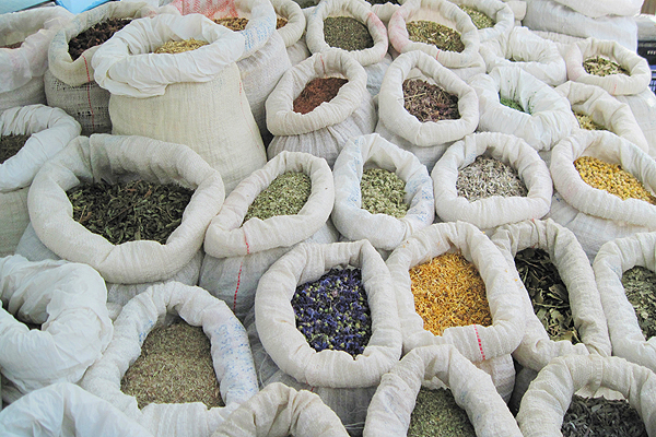 Buying spices in Orgiva market