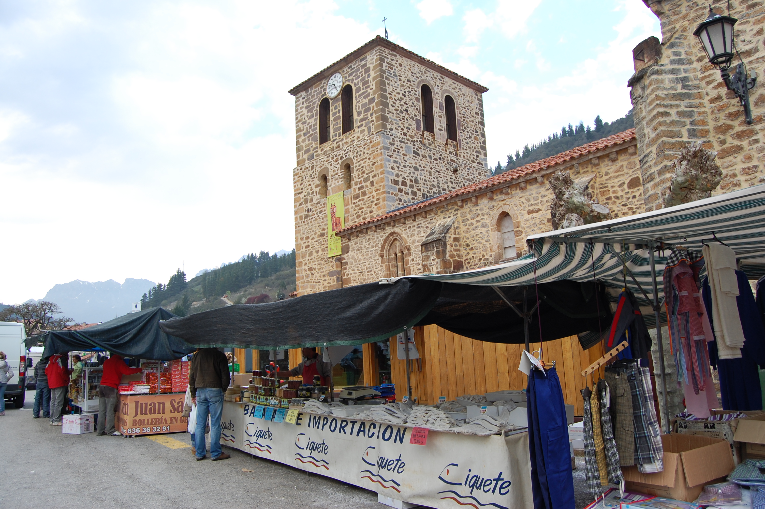 Street market in Potes the capital of Liebana region
