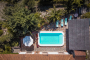 Pool area and bar seen from a drone