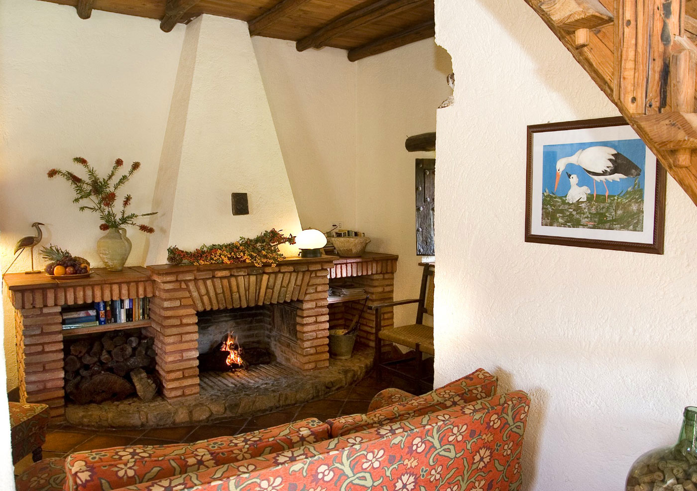 Sala de estar con chimenea