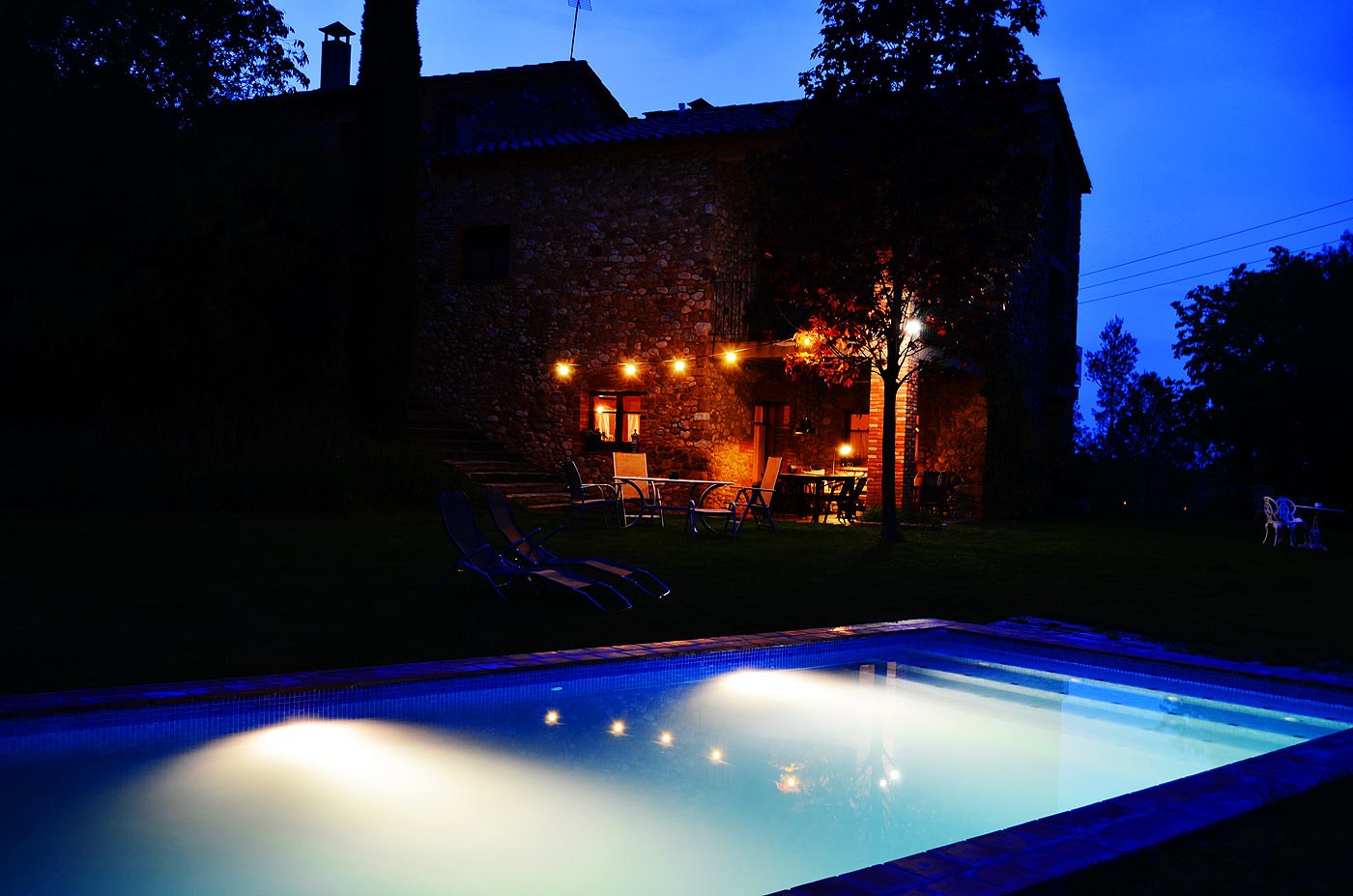 The villa at night