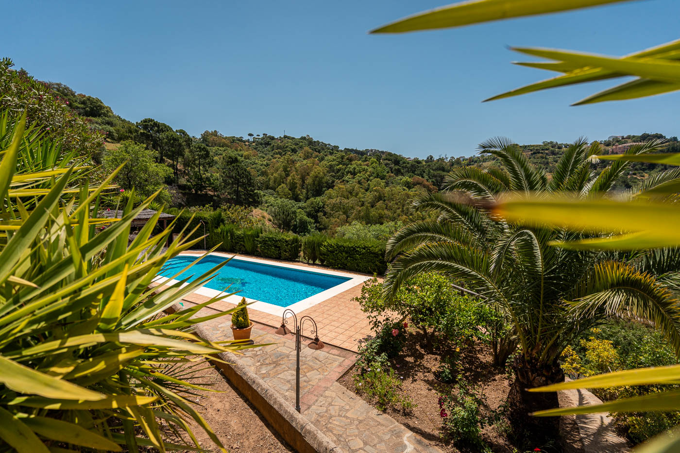 Piscina privada rodeada de campo