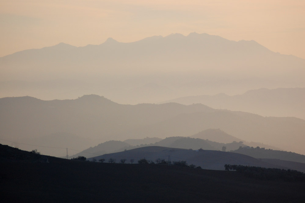 Vistas del atardecer mirando hacia el oeste desde la terraza 