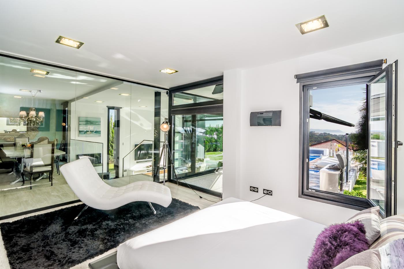 Bedroom 1 can be made private with automated blinds