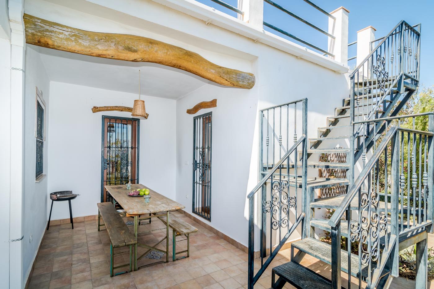 Porch and steps to roof terrace