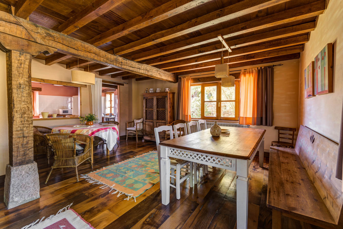 Wooden floors and beamed ceilings