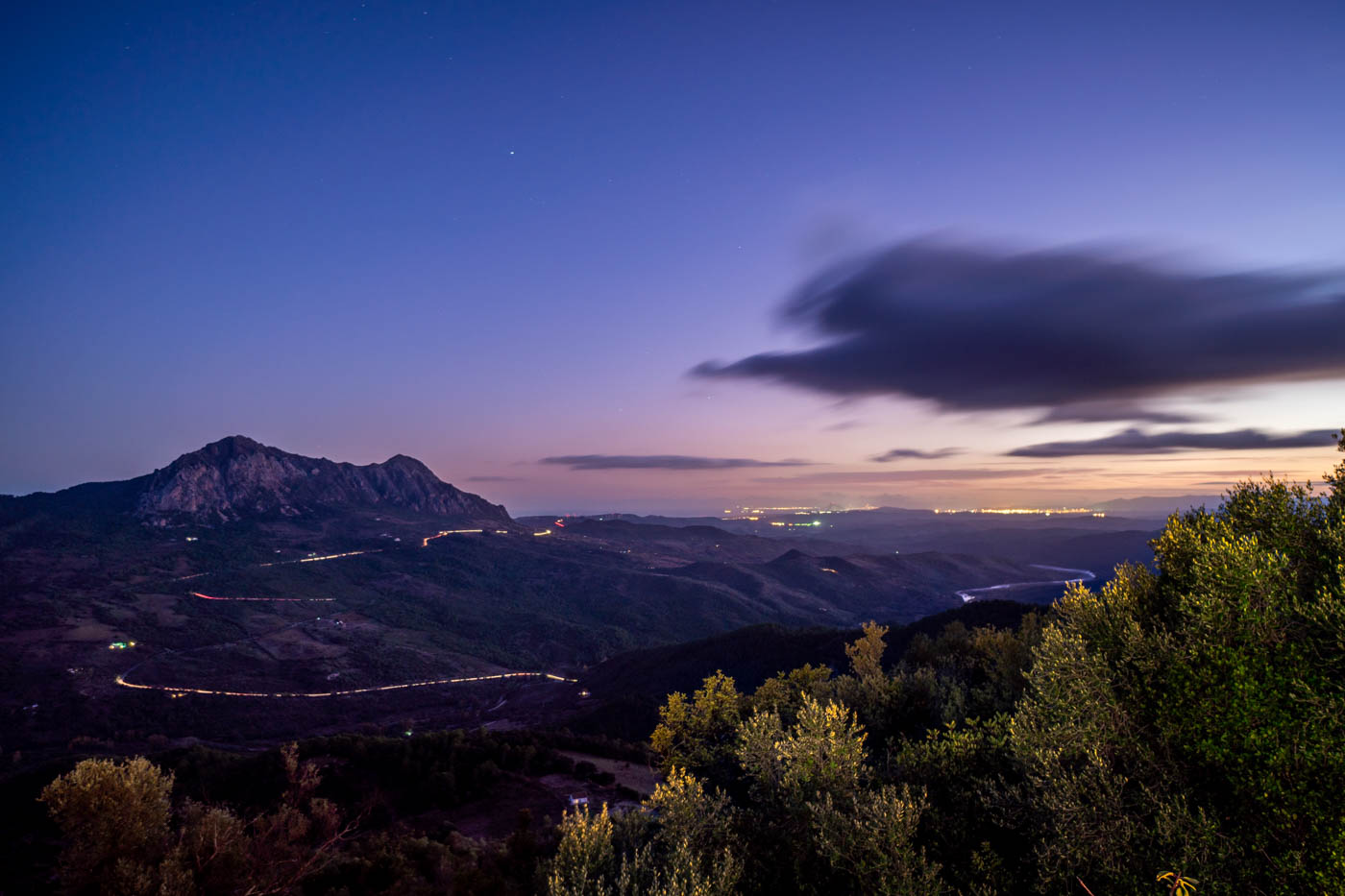Coastal towns are visible also at night time