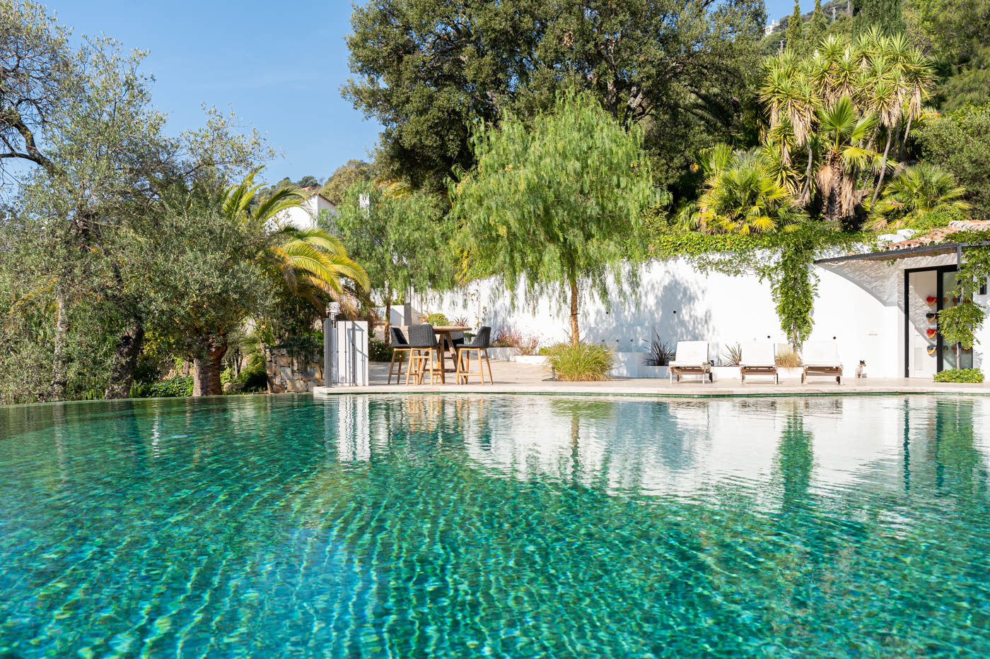 The pool is solar heated in Spring and Fall