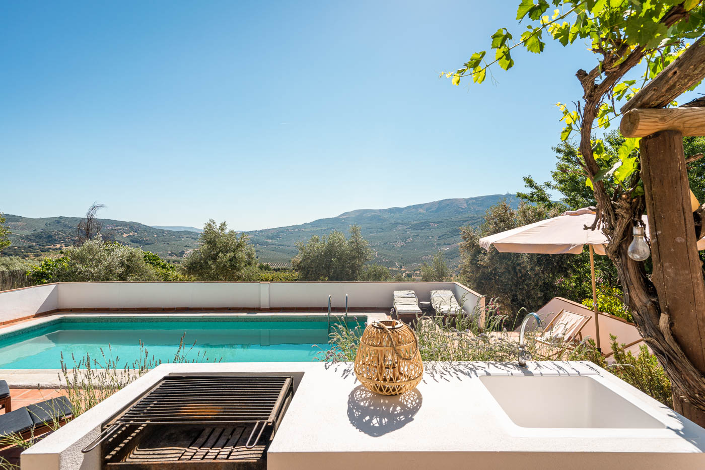 Small built-in barbecue with sink