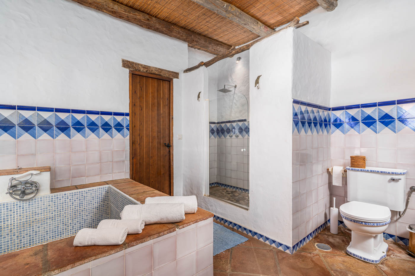 Ground floor bathroom with large bathtub and shower