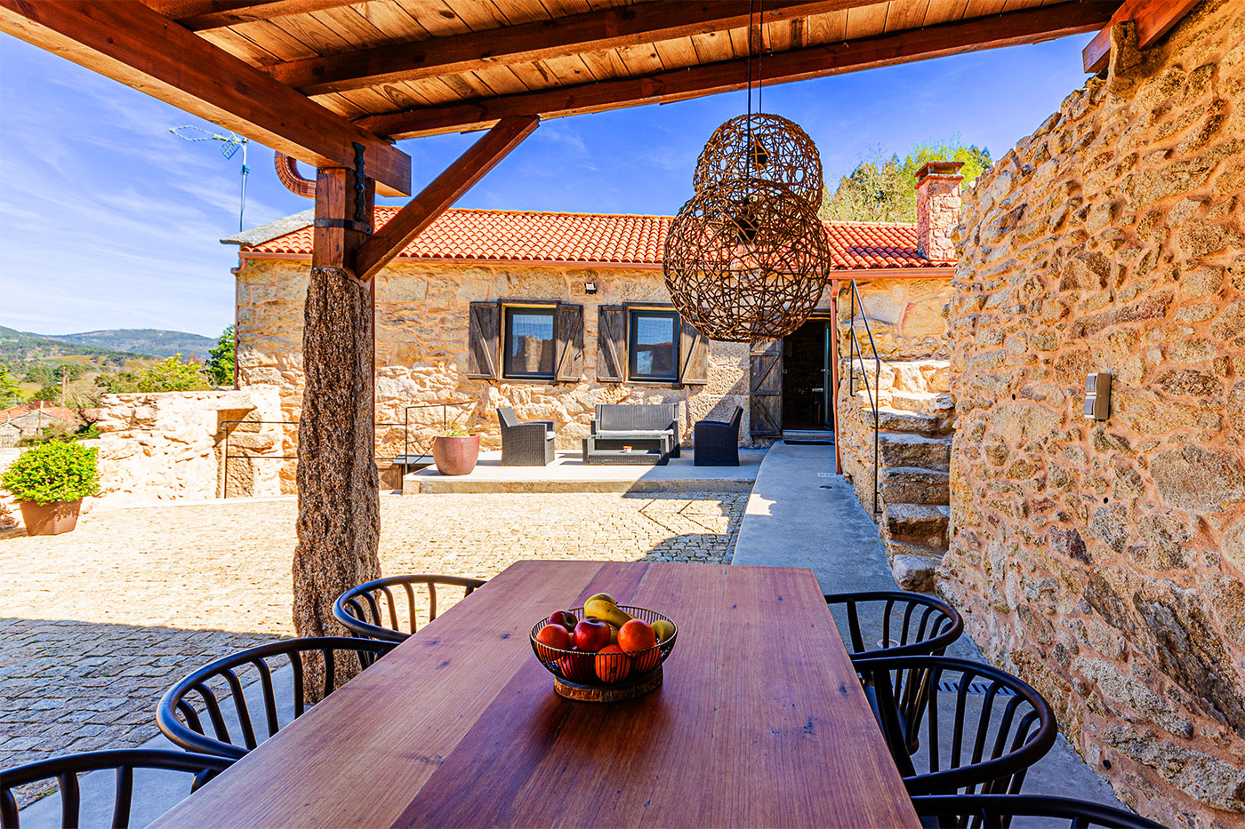 Paved patio and barbecue area