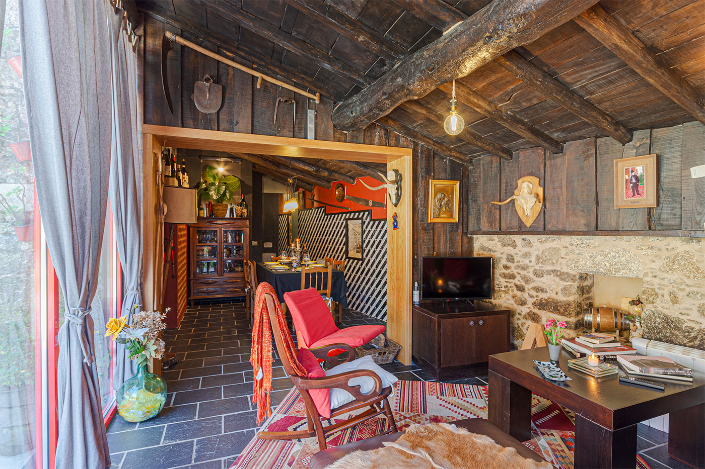 Living area with glass panels