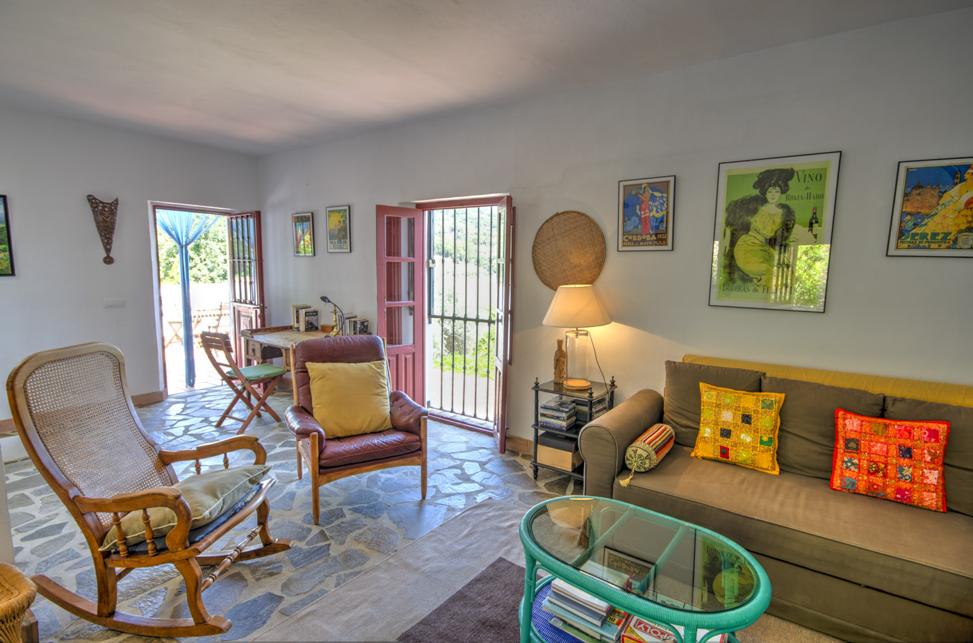 Living area on first floor with doors to terrace