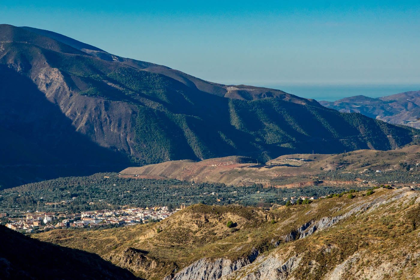 Orgiva and the sea seeing from the road to mountain villages