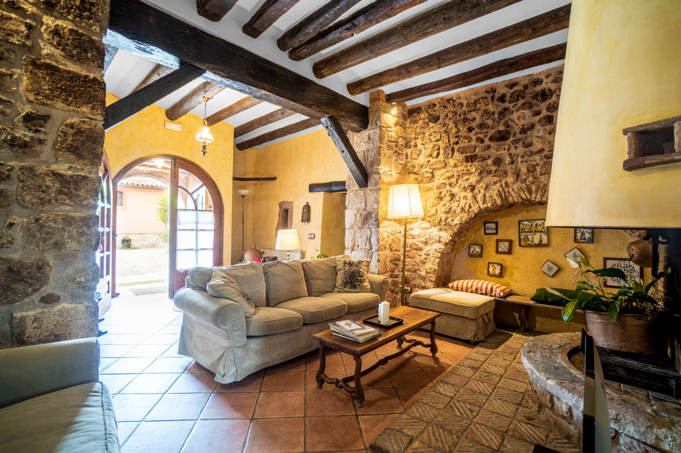 Living area with doors to back patio
