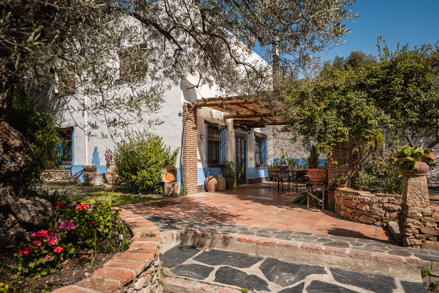Terraces leading to pool area