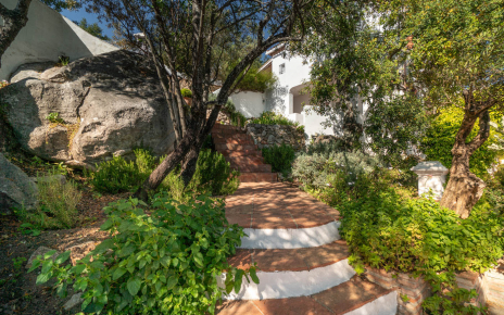 A few steps to more terraces and pool area