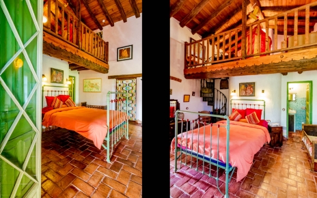 Casita rural de una cama, con habitación en el ático para los niños