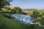 The gated pool is covered and heated for winter swims