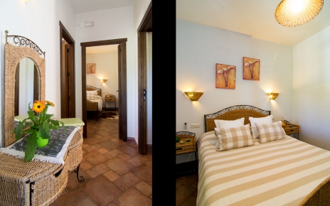 Pasillo a la habitación con cama doble