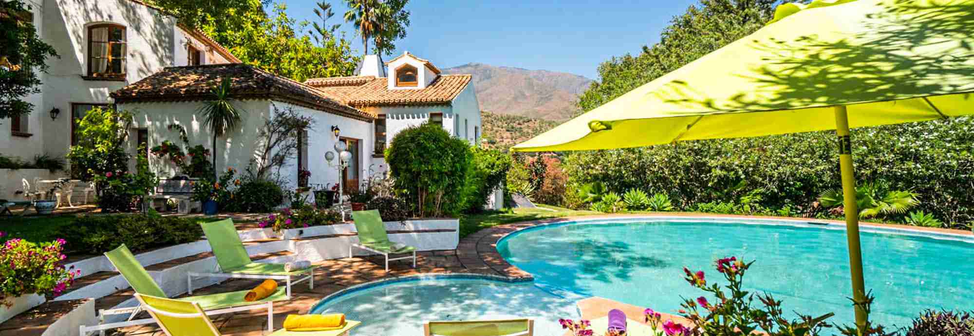 Garden villa with lovely pool in green Andalucia valley near coast
