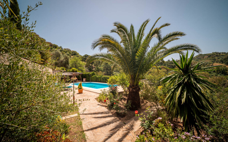 Camino corto a la piscina desde la casa