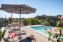 Fenced 8 x 4 metre pool with hills of Portugal as backdrop