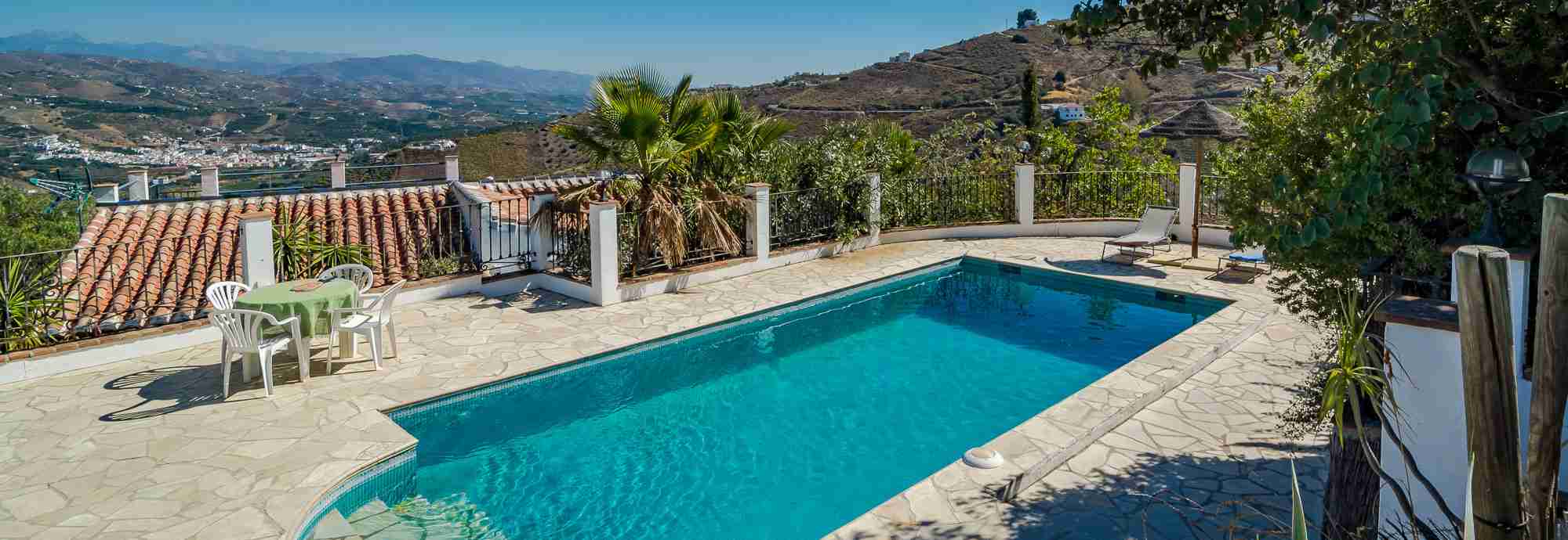 Bright villa in tropical valley with rooftop terrace, pool and mountain views