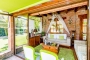 Inside the pool house 