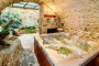 A rare luxury, a jacuzzi pool by bedrock under ancient arches