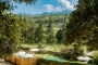 Pool and Montseny mountains backdrop