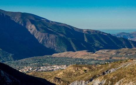 Orgiva valley and Mediterranean sea seen from above