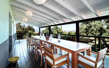 Shaded terrace by kitchen