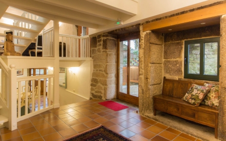 From reception steps lead to lower and upper levels