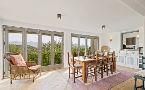 Open plan dining area with views