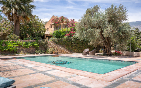 Pool and house with unprotected stairs