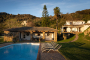 Pool area and villa early in the morning