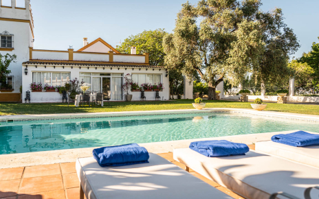 Back gardens with pool and paddle-tennis