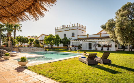 Your private pool with lawned gardens