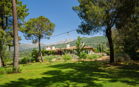 The main house and mountains seen from the gardens