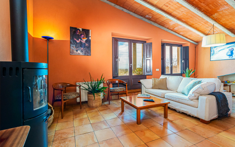 Living area on first floor with Nordic fireplace