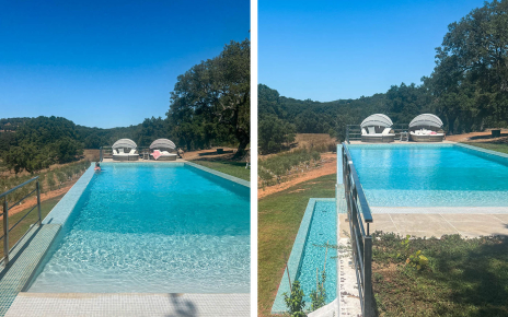 La piscina principal reboisa sobre una piscina para chapoteo