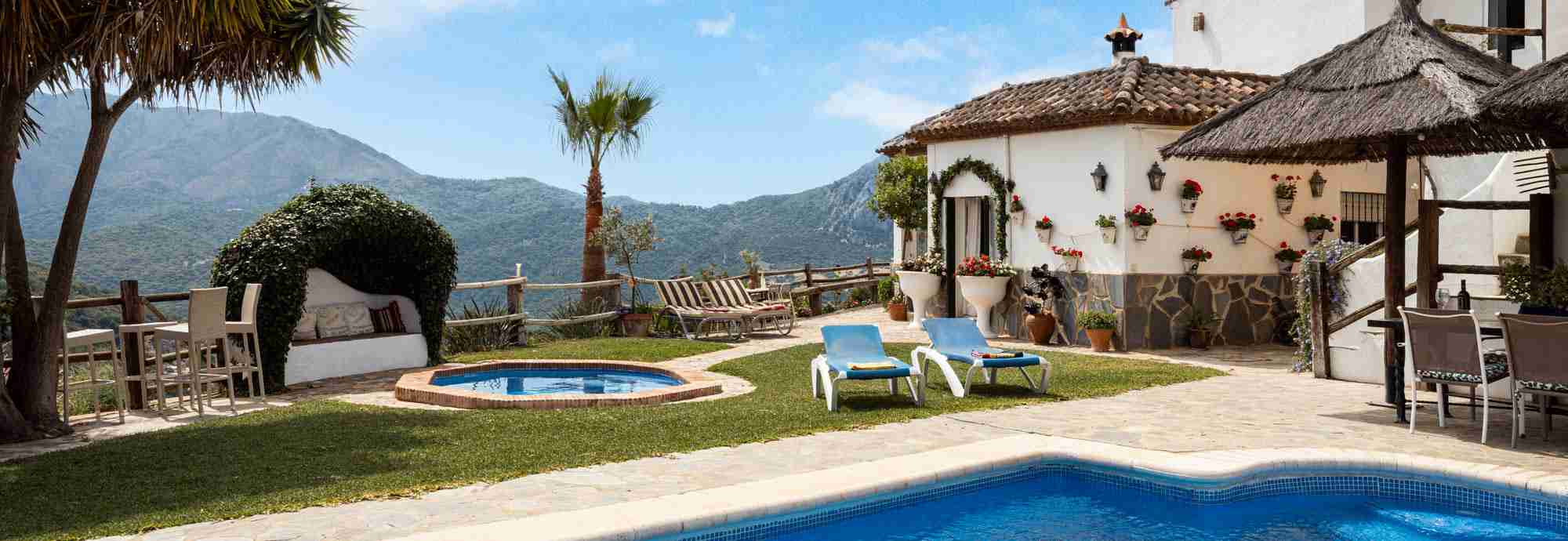 Spanish style villa with total privacy, superb pool area and terrific views