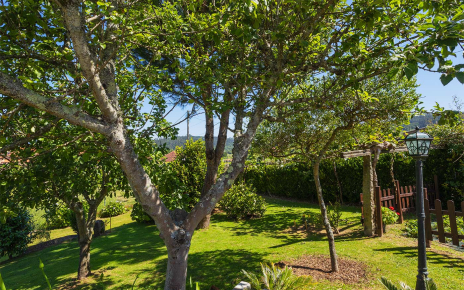 Jardines junto al parking de la casa
