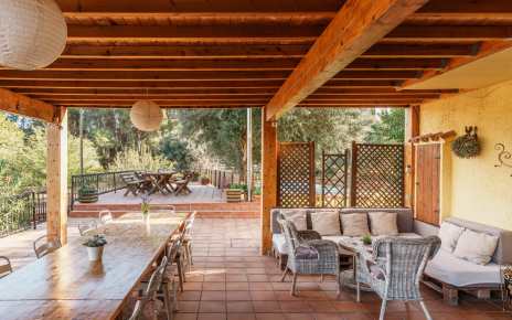 Porch by main entrance for gatherings