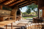 Old wine press features in barbecue area