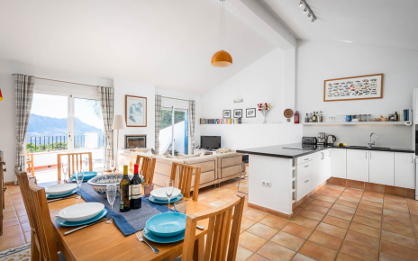 Open plan dining/kitchen/ living area with terrace on 2nd floor