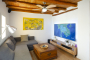 Large Smart TV and comfy sofa