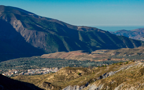 Orgiva and the sea seeing from the road to mountain villages